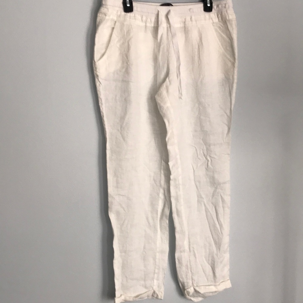 White linen pants